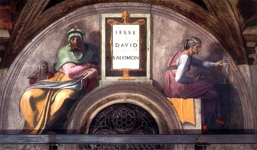 Michelangelo, lunetta, Jesse - David - Solomon 01