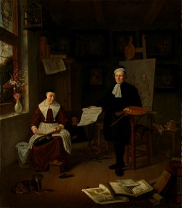 Michiel Comans (gest 1687). Kalligraaf, etser, schilder en schoolmeester, met zijn derde vrouw Elisabeth van der Mersche Rijksmuseum SK-A-4135