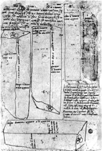 Michelangelo, schizzo esplicativo per cavatori con blocchi e misure, casa buonarroti