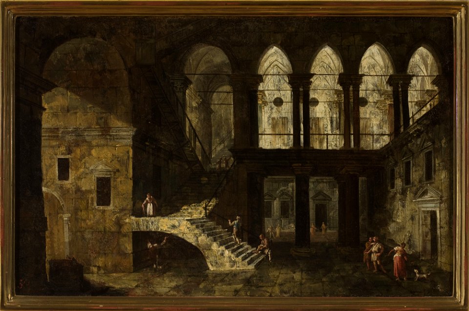 Michele Marieschi - Architectural fantasy featuring a palace courtyard - M.Ob.2697 MNW - National Museum in Warsaw
