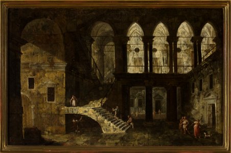Michele Marieschi - Architectural fantasy featuring a palace courtyard - M.Ob.2697 MNW - National Museum in Warsaw