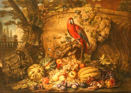 Michele Pace del Campidoglio (1610-probably 1670) - Still Life of Fruit with a Parrot in a Garden - 773435 - National Trust