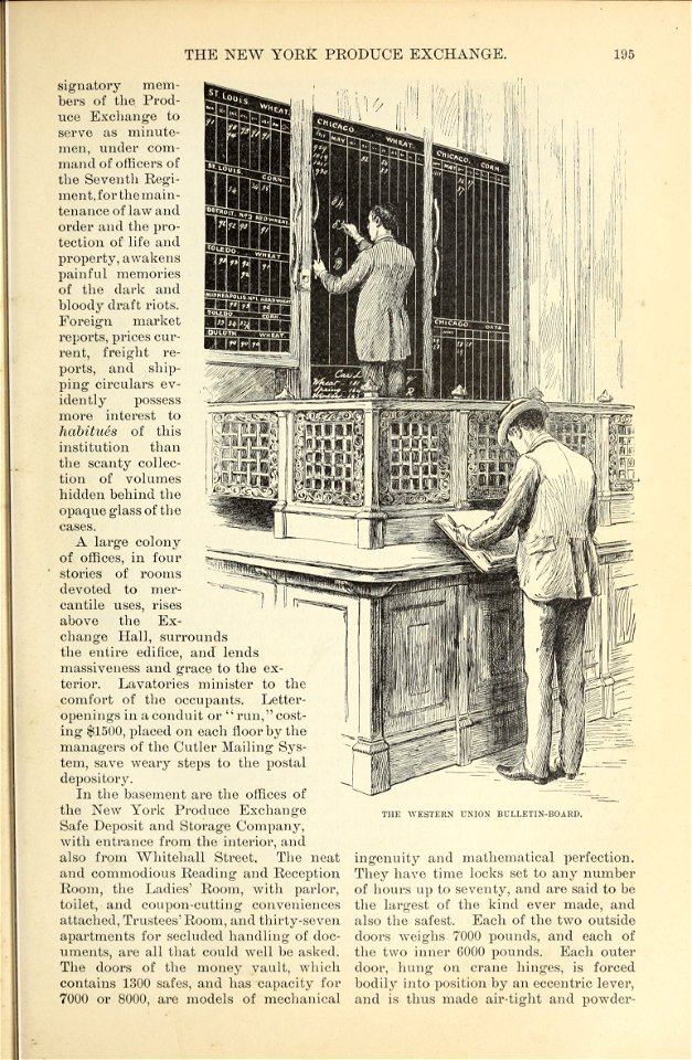 New York Produce Exchange, Western Union Bulletin Board, Harper's Monthly V. 73