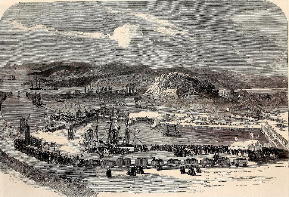New Floating-Docks at Britonferry, near Neath, Glamorganshire - ILN 1861