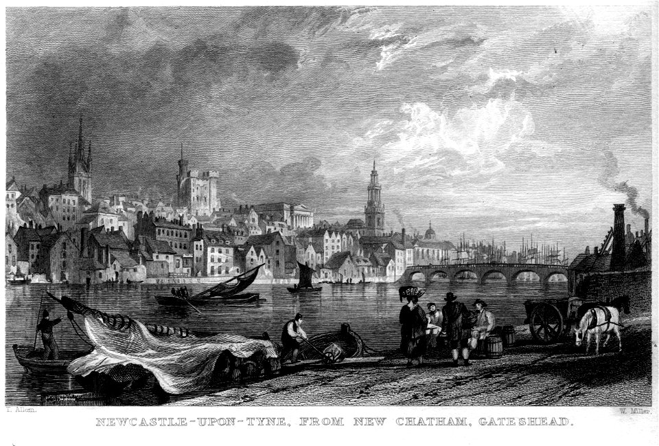 Newcastle-upon-Tyne from New Chatham engraving by William Miller after T Allom