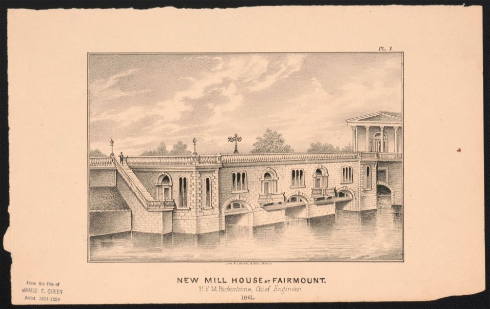 New mill house at Fairmount. H.P.M. Birkinbine, Chief engineer. 1861 - lith. P.S. Duval & Son, Phila. LCCN2014648355