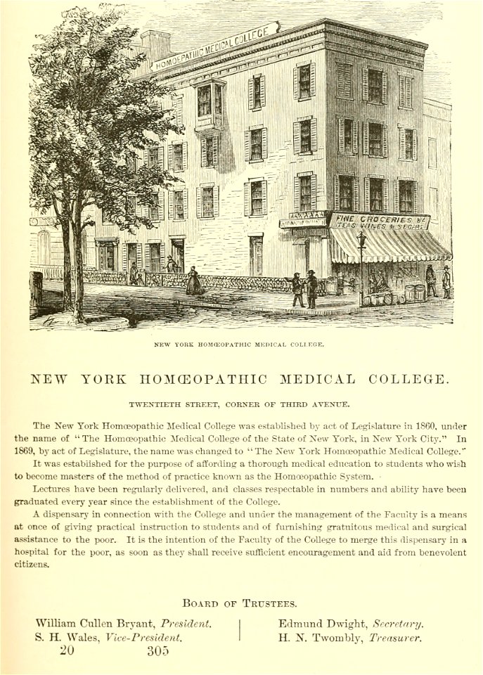 New York Homeopathic Medical College, Valentine's Manual