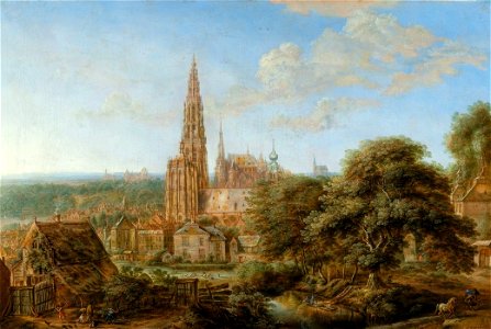 Gillis Neyts - Landscape with Antwerp Cathedral