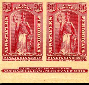 Newspapers periodicals 96c pair Natl Bnk Nt 1875 issue. Free illustration for personal and commercial use.
