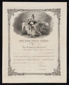 New York public school, No. (blank). This premium was presented by the Trustees at their semi-annual visit to (blank) as a testimonial of their appreciation ... LCCN2017660711