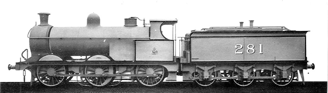 Midland Deeley Goods locomotive 281 (Howden, Boys' Book of Locomotives, 1907). Free illustration for personal and commercial use.