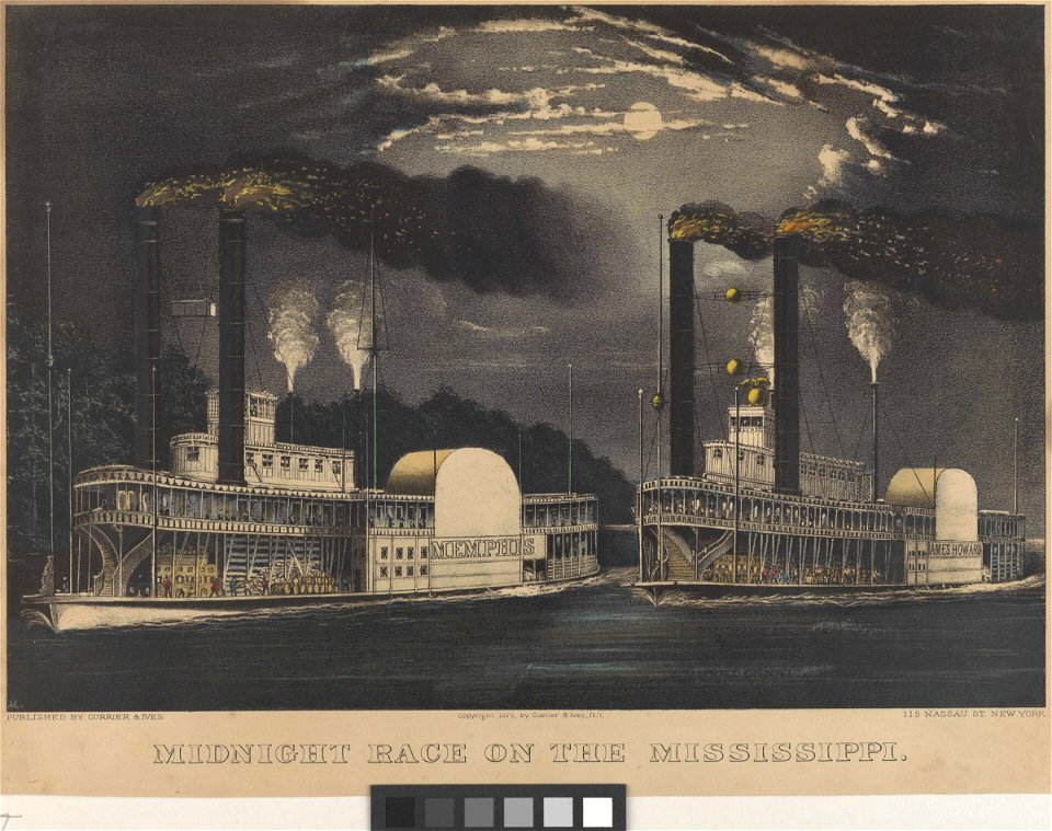 Midnight Race on the Mississippi (of two paddle steamers) RMG PY0353