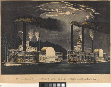 Midnight Race on the Mississippi (of two paddle steamers) RMG PY0353