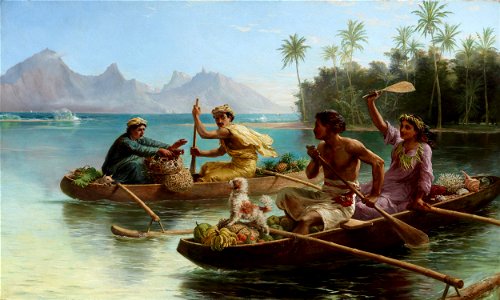 Nicholas Chevalier - Race to the market, Tahiti - Google Art Project