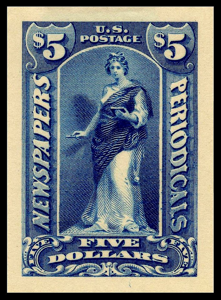 Newspapers periodicals 5-dollars die proof 1915 issue