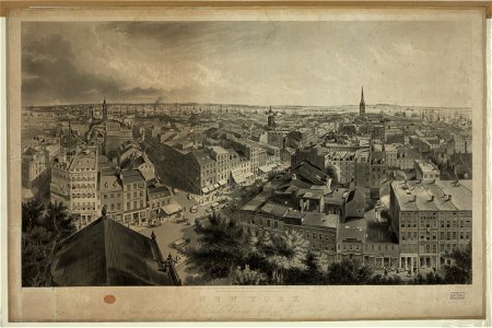 New York, with the city of Brooklyn in the distance, from the steeple of the St. Paul's church, looking east, south and west - engd. by Henry Papprill. LCCN2003670142. Free illustration for personal and commercial use.