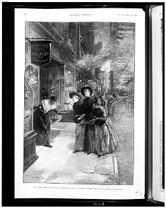 New York shop-girls buying Easter bonnets on Division Street - drawn by W.A. Rogers. LCCN93512260