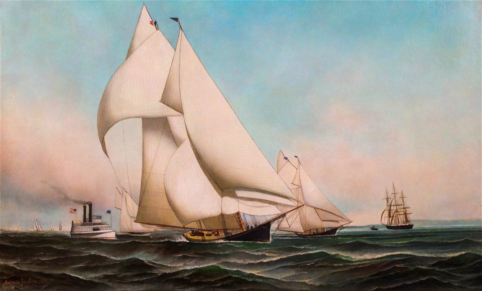 New York Yacht Club Fleet Race, 1889 Palmer Leading Atalanta, by Antonio Jacobsen