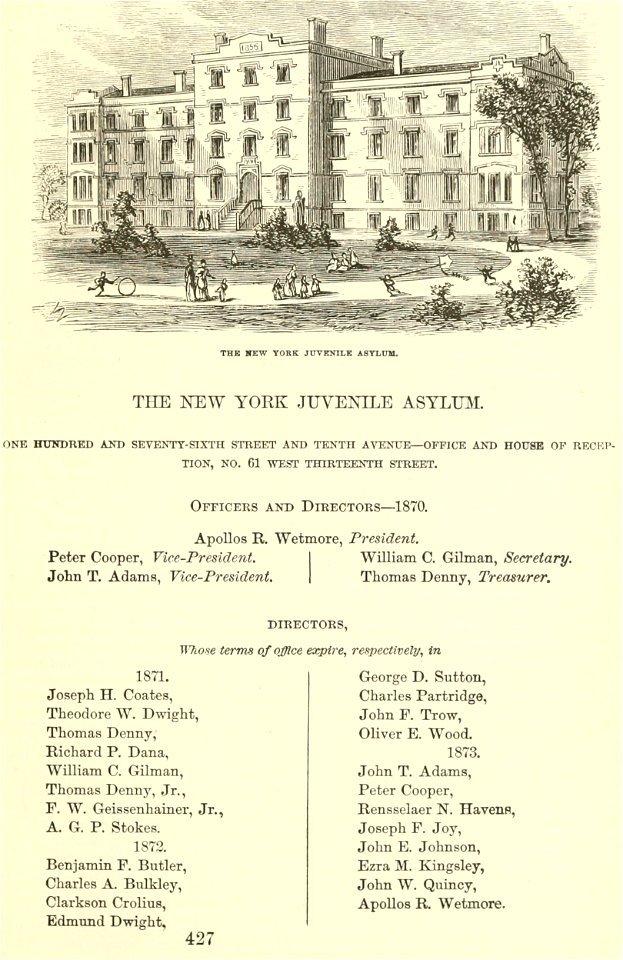 New York Juvenile Asylum, Valentine's Manual