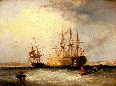 Nicholas Condy (1793-1857) - Hulks off Devonport (after John Salmon) - BHC1917 - Royal Museums Greenwich