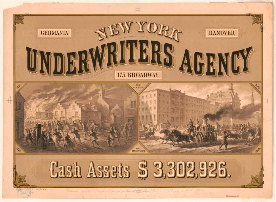 New York Underwriters Agency. Cash assets $3,302,926 LCCN91787318