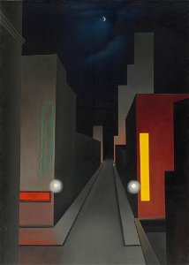 New Moon, New York by George Ault (1945). Free illustration for personal and commercial use.