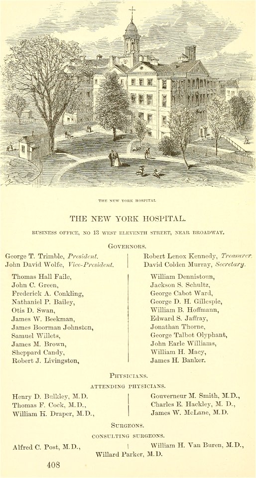 New York Hospital, Valentine's Manual