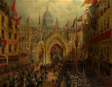 Nicholas Chevalier (1828-1902) - 'Thanksgiving Day', The Procession to St Paul's Cathedral, 27 February 1872 - RCIN 405157 - Royal Collection