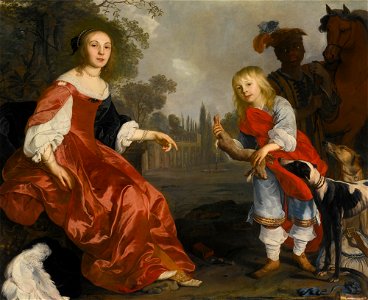 Nicholas van Helt Portrait of two Children as Hunters In a Garden