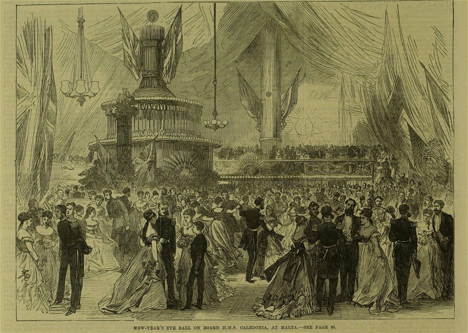 New-Year's Eve Ball on Board HMS Caledonia, at Malta, 31 December 1868 - ILN0-1869