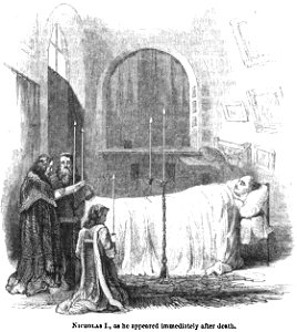 Nicholas I, as he appeared immedlately after death. George Dodd. Pictorial history of the Russian war 1854-5-6. Free illustration for personal and commercial use.