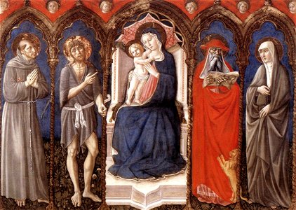 Niccolo di Liberatore Virgen y niño con cuatro santos 1468 GN arte antica roma. Free illustration for personal and commercial use.