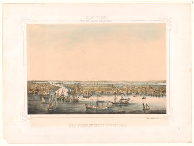 New-York von der Seeseite aus gesehen-Des auswanderers Sehnsucht - druck v. J. Hesse in Berlin. LCCN93507501