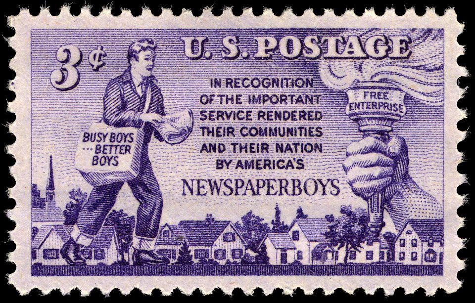 Newspaper Boys 3c 1952 issue U.S. stamp
