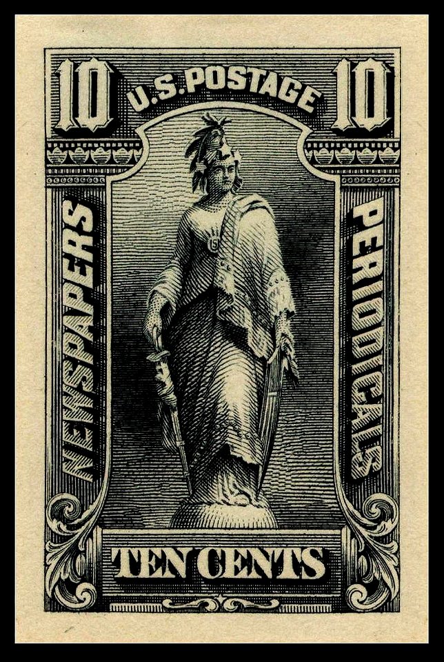 Newspapers periodicals 10c die proof 1915 issue