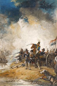 Nicolaas Pieneman - 1793, oorlogsverklaring Frankrijk aan de Republiek - bloedig gevecht bij de Moerdijk - SA 55064.1 - Amsterdam Museum