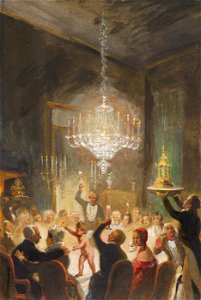 Nicolaas Pieneman - 1818, zilveren bruiloft van echtpaar Wurfbain-Hurrelbrinck in logement De Zwaan op de Nieuwendijk - SA 55064.10 - Amsterdam Museum