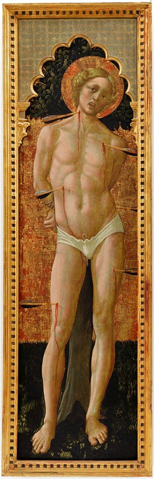 Niccolò da Foligno - Saint Sebastian, side panel from a triptych - 1927.207.2 - Fogg Museum