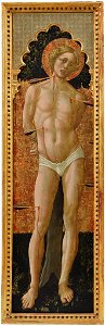 Niccolò da Foligno - Saint Sebastian, side panel from a triptych - 1927.207.2 - Fogg Museum