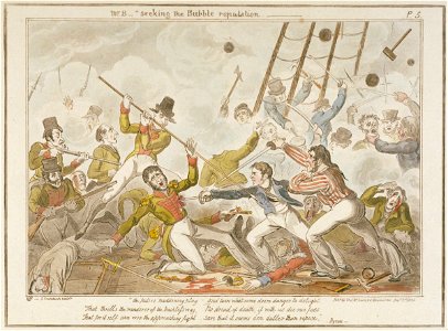 Midshipman Blockhead, Mr B seeking the Bubble reputation (caricature) RMG PU4725