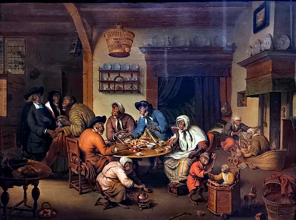 Mieris Willem van A Monkey Cafe