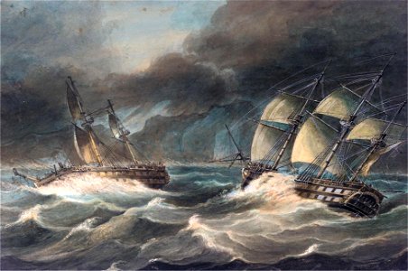 Nicholas Pocock - H.M.S. Vanguard and H.M.S. Alexander off Toulon