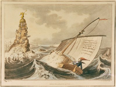 Midshipman Blockhead. The Progress of a Midshipman exemplified in the career of Master Blockhead in seven plates and Frontispiece (caricature) RMG PU4720