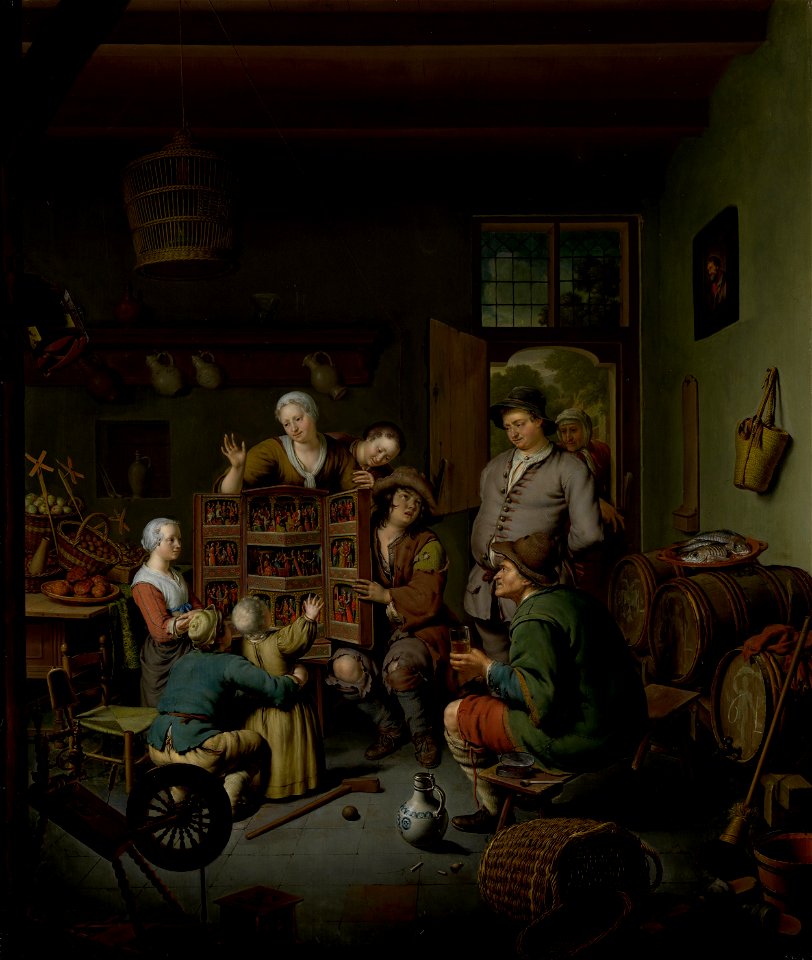 Willem van Mieris - De rarekiek (1718)