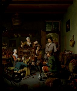 Willem van Mieris - De rarekiek (1718)