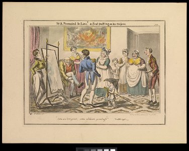 Midshipman Blockhead, Mr B Promoted to Lieut- and first putting on his uniform (caricature) RMG PU4727
