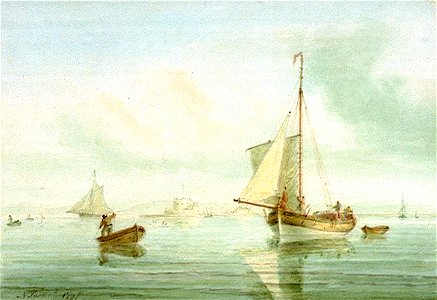 Nicholas Pocock - A cutter off Calshot Castle