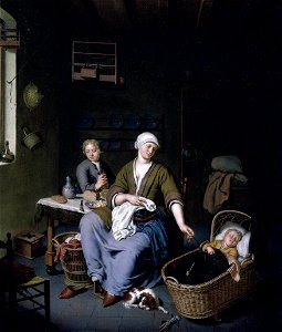 Mieris, Willem van - Interior with a Mother Attending her Children - 1728