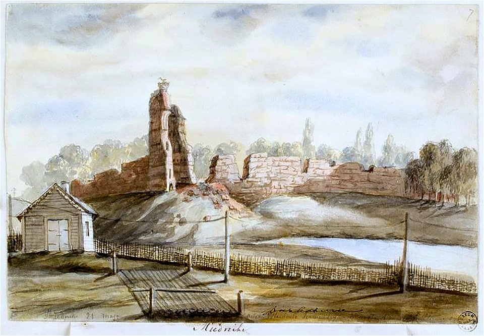 Miednicki zamak. Медніцкі замак (N. Orda, 1875)