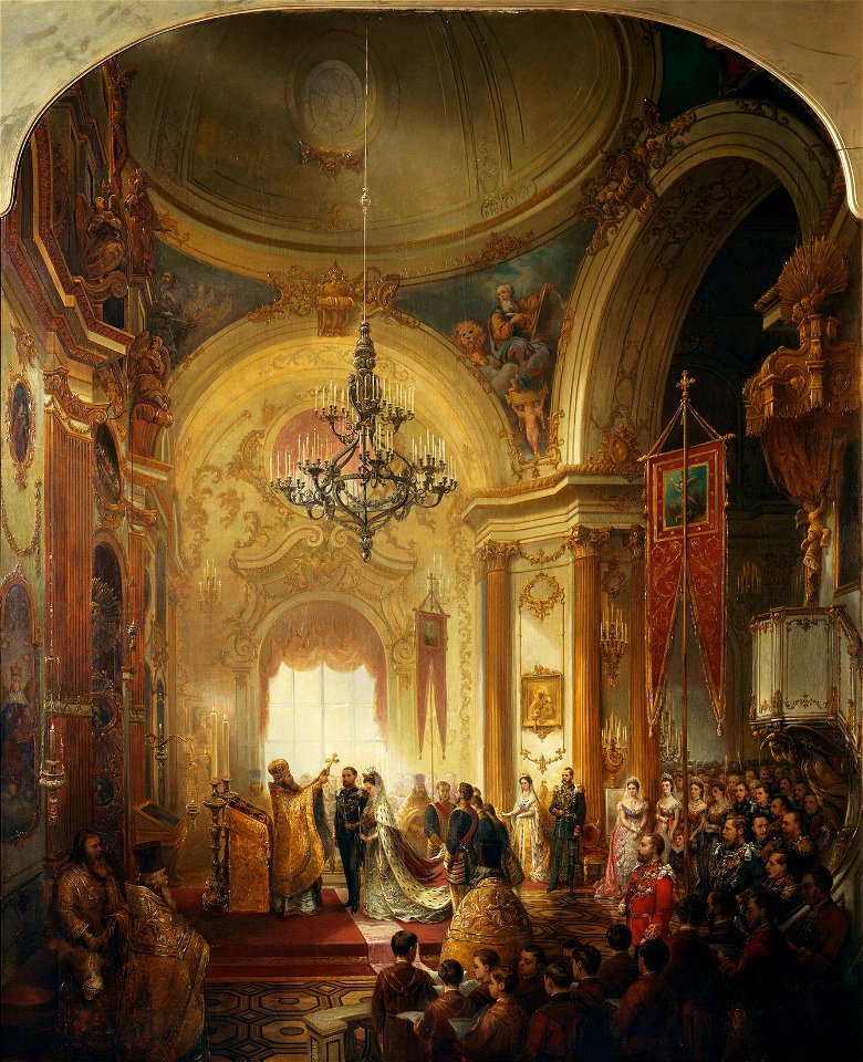 Nicholas Chevalier (1828-1902) - The Marriage of Prince Alfred, Duke of Edinburgh, 23 January 1874 - RCIN 404476 - Royal Collection